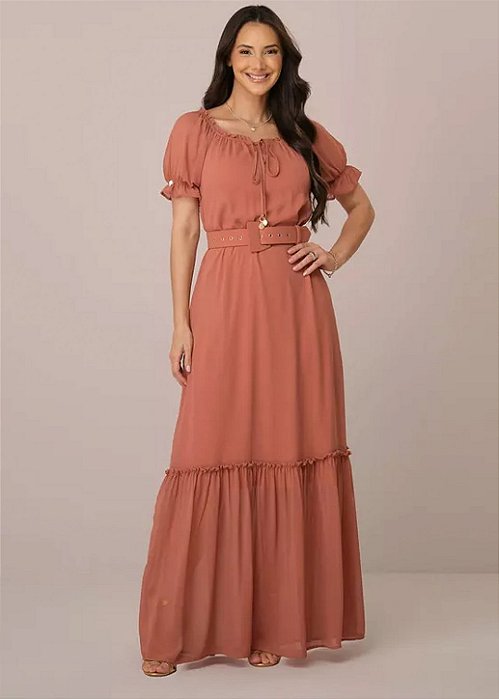 Vestido Katia Longo Marrom Tatá Martello