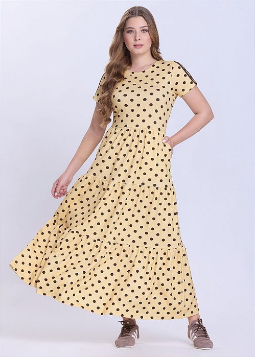 Vestido Melissa Poá Amarelo Hapuk