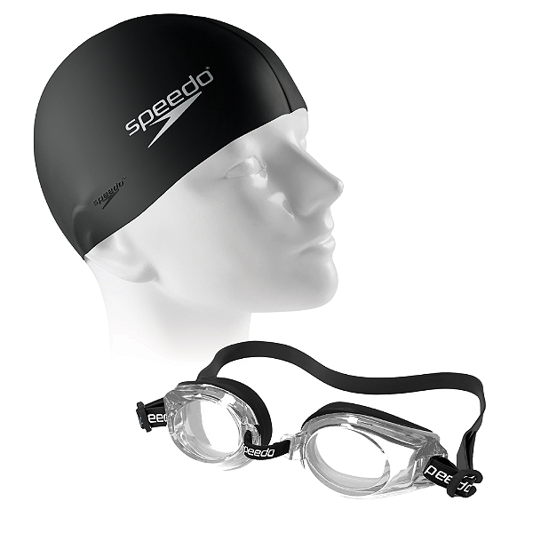 Kit natação Speedo Óculos Classic + Touca Lisa Preto