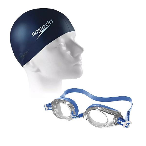Kit natação Speedo Óculos Classic + Touca Lisa Marinho