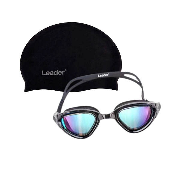 Kit Natação Leader Óculos Swell + touca Lisa preto