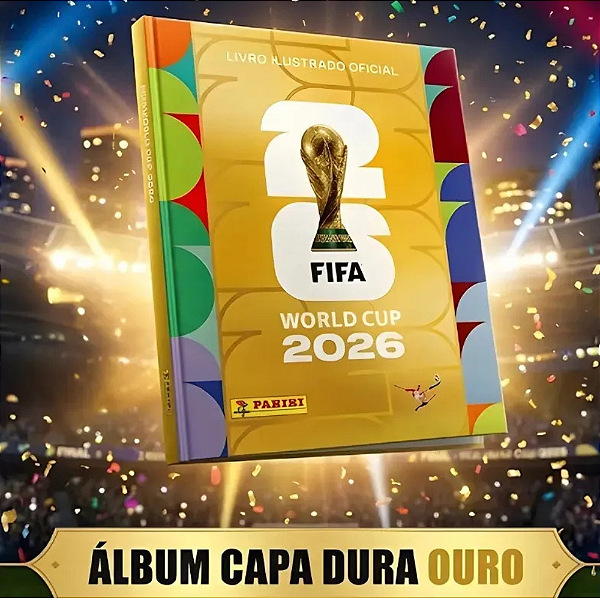 Kit Álbum Copa do Mundo - Capa Dura OURO + 24 pacotes de Figurinhas (168 figurinhas)