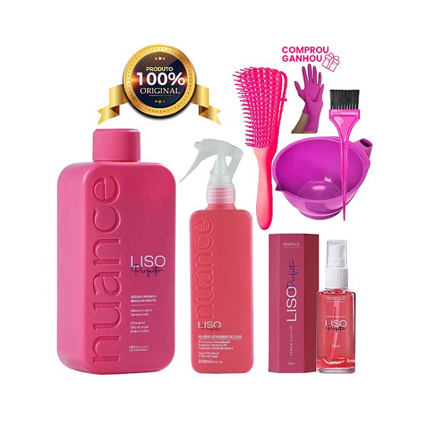 Kit Liso Perfeito Orgânica 1L + Leave-in + Sérum Finalizador Nuance