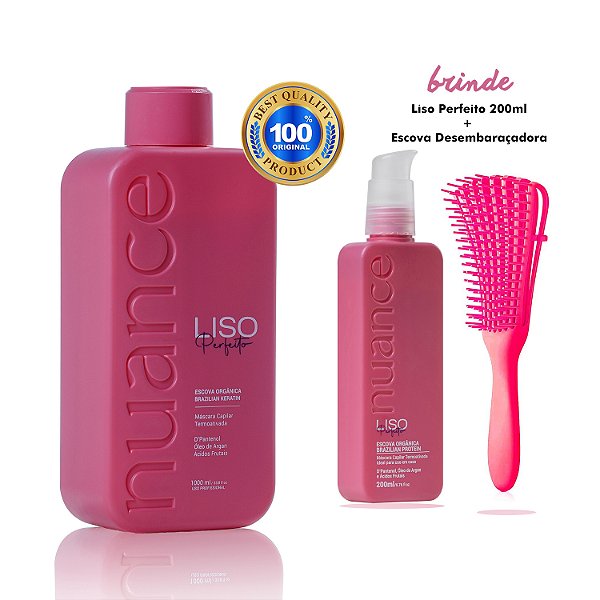 Liso Perfeito 1 Litro + Escova + Liso Perfeito 200ml Nuance