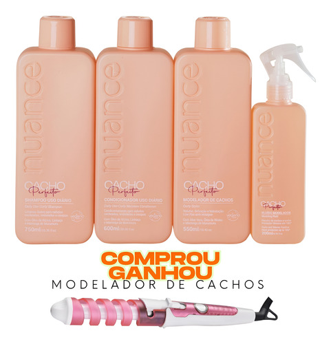 Kit Cacho Perfeito 4 Passos Nuance Ganhe Modelador De Cachos