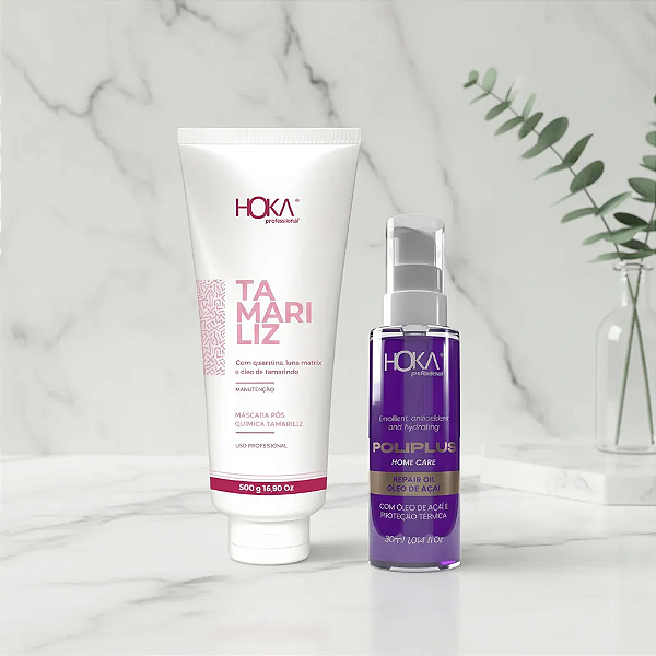 Máscara Pós Química Tamariliz 500g + Óleo de Açaí Reparador de Pontas 30ml Hoka