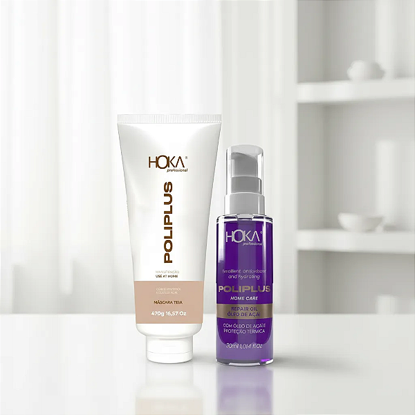 Máscara Reconstrutora Poliplus Teia 470g Home Care + Óleo De Açaí Reparador De Pontas 30ml Hoka