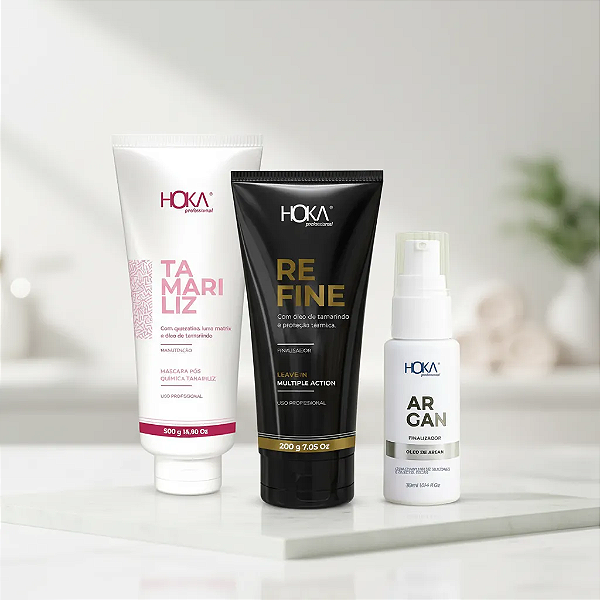 Máscara Pós Química Tamariliz 500g + Leave-in Refine Multiple Action 200g + Óleo De Argan 30ml Hoka