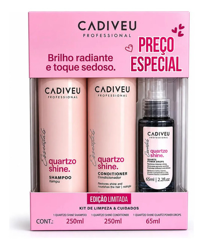 Kit Cadiveu Quartzo Shine Cabelos Danificados Ganhe Sérum