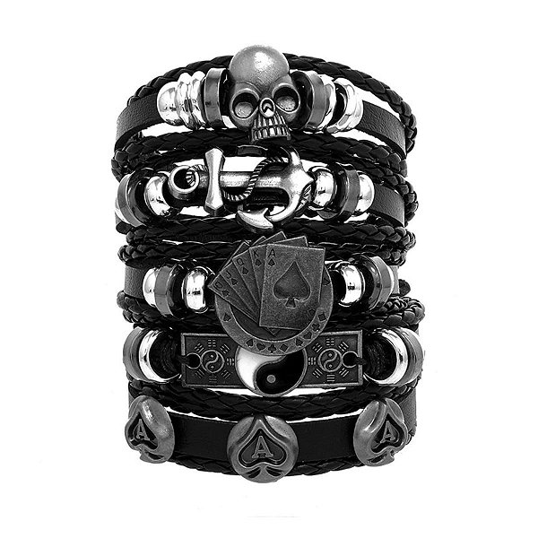 Pulseira Ajustável Joker Poker Pop Rock Motociclista