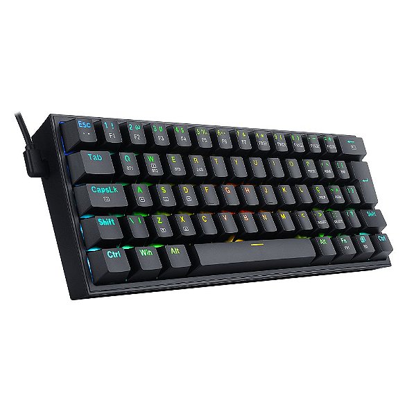 Teclado Mecânico Redragon Fizz Pro, RGB, 3 Conexões, 60%, ABNT2, Switch Marrom, Preto, K616-RGB-B (PT-BROWN)