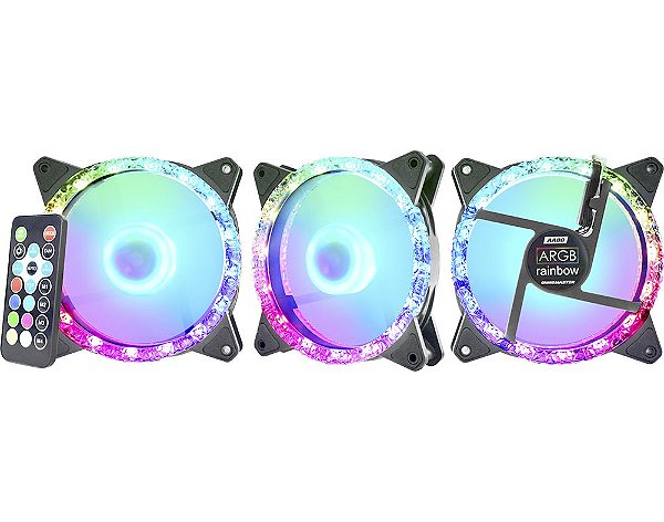 Kit 3 Cooler Fan K-Mex Star ARGB AABD, Controle, Fita de LED