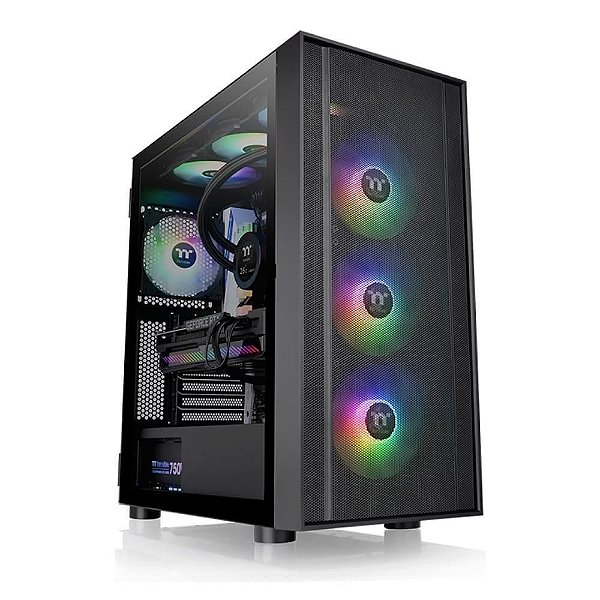 Gabinete Thermaltake H570 TG, Mid-Tower, Lateral Vidro Temperado, Fans ARGB 3x120mm, Preto, CA-1T9-00M1WN-01