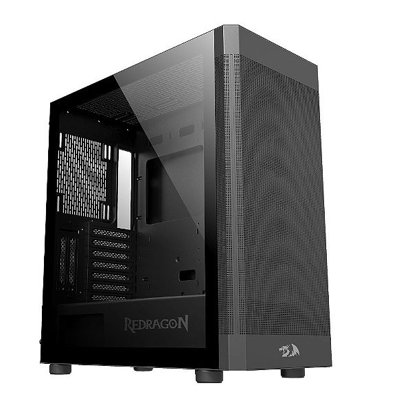 Gabinete Redragon Aeroglass, Mid-Tower, Lateral Vidro Temperado, Preto, CA-602B
