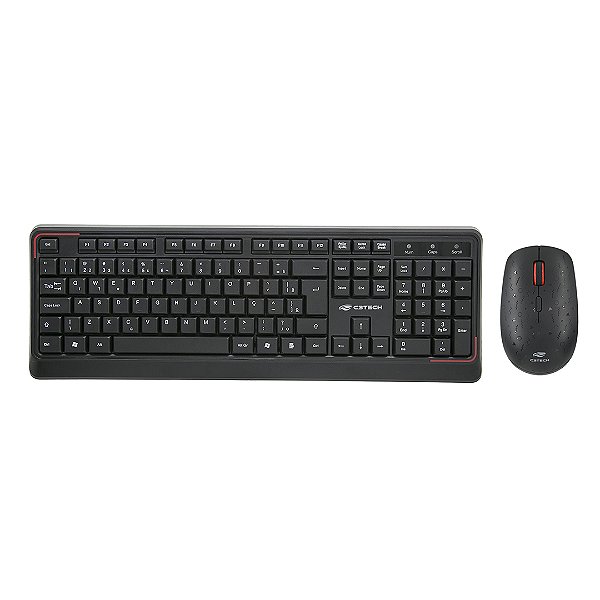 Kit Teclado e Mouse C3Tech K-W70BK, Wireless, USB, ABNT2, Preto
