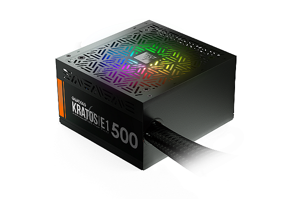 Fonte Gamdias Kratos E1 500, 500W, RGB, ATX, 80% Eficiência, Bivolt, GD-Z500ZZZ
