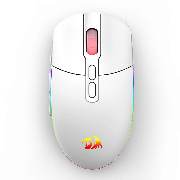 Mouse Redragon Invader Pro Lunar White, RGB, USB, Wireless, 10000DPI, 8 Botões Programáveis, Branco, M719W-RGB-PRO