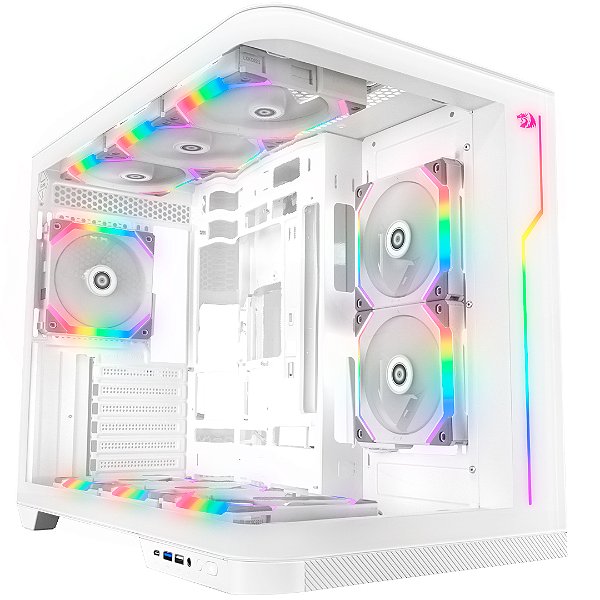 Gabinete Redragon Wideload Extreme Lunar White, Mid-Tower, Frente e Lateral Vidro Temperado, Branco, CA-605W