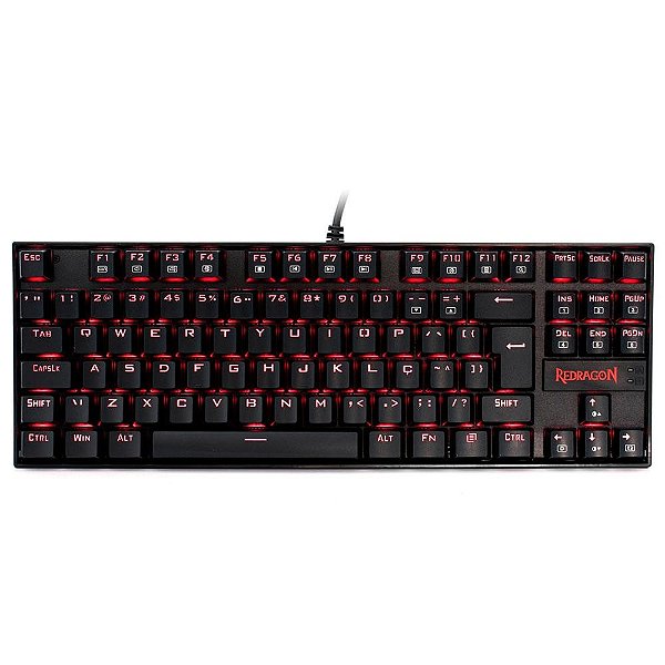 Teclado Mecânico Redragon Kumara Single Color, LED Vermelho, ABNT2, Switch Brown, Preto, K552-2 (PT-BROWN)