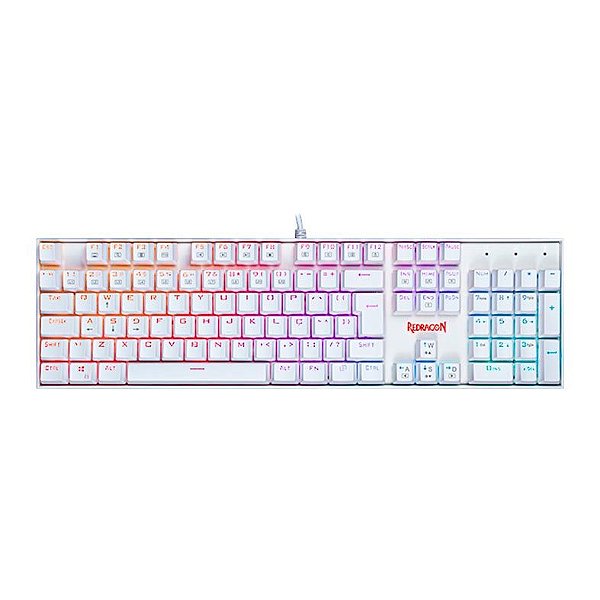 Teclado Mecânico Redragon Mitra Lunar White RGB, ABNT2, Switch Brown, Branco, K551W-RGB (PT-BROWN)