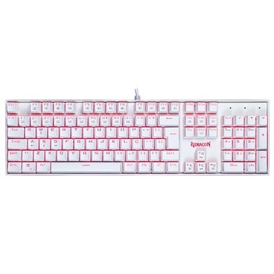 Teclado Mecânico Redragon Mitra Lunar White Single Color, LED Vermelho, ABNT2, Switch Marrom, Branco, K551W (PT-BROWN)