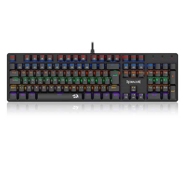 Teclado Mecânico Redragon Valheim, Rainbow, Switch Marrom, ABNT2, Preto, K608-R (PT-BROWN)