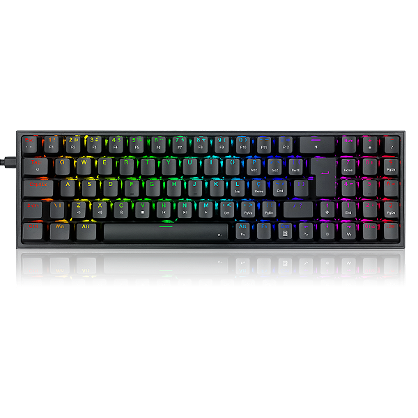 Teclado Mecânico Redragon Pollux, RGB, 75%, Switch Brown, ABNT2, Preto, K628-RGB-B (PT-BROWN)