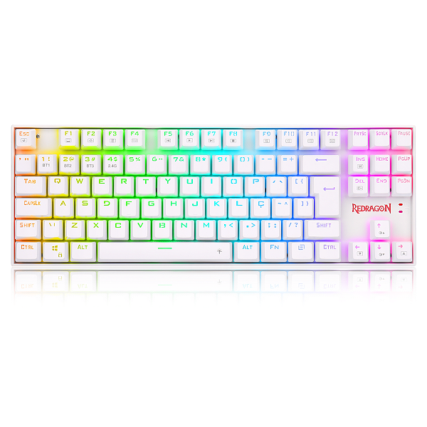 Teclado Mecânico Redragon Kumara Pro Lunar White, RGB, 3 Modos Conexão, Switch Brown, ABNT2, Branco, K552RGB-BRS-W
