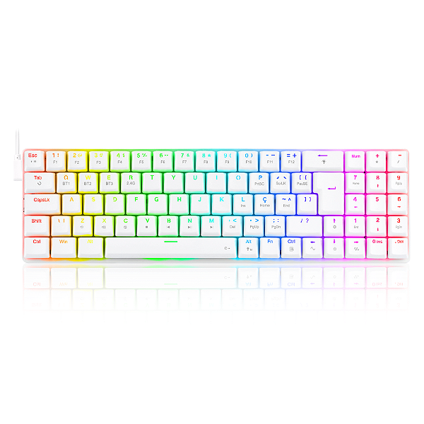 Teclado Mecânico Redragon Ashe Pro Lunar White, RGB, 78%, 3 Modos Conexão, Switch Brown, ABNT2, K626-KBS-W (PT-BROWN)