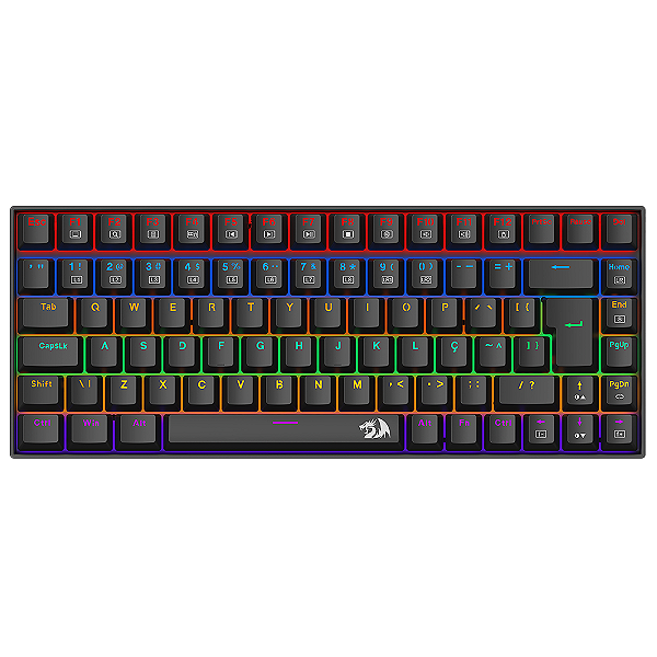 Teclado Mecânico Redragon Phantom, Rainbown, USB, 75%, ABNT2, Switch Marrom, Preto, K629-KB (PT-BROWN)