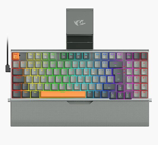Teclado Mecânico Redragon Olaf, RGB, 78%, ABNT2, Apoio Pulso, Switch Dust-Proof Marrom, Cinza, K648GG-RGB (PT-BROWN)