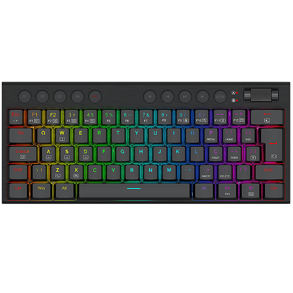 Teclado Mecânico Redragon Horus Mini, RGB, 60%, ABNT2, Switch Marrom, Preto, K632-RGB (PT-BROWN)