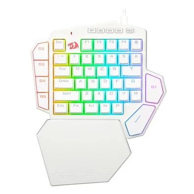 Teclado Mecânico Redragon DitiX, RGB, Switch Azul, 7 teclas programáveis, Apoio para palma destacável,Branco, K601W-RGB