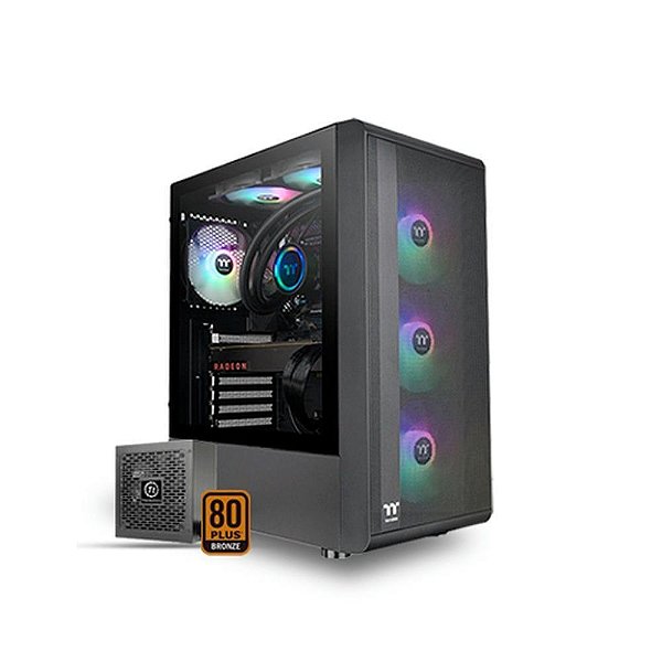 Gabinete Thermaltake S200 TG ARGB, Lateral Vidro Temperado, Fans ARGB 4x120mm, Fonte 650W, Preto, CA-3X2-65M1WZ-00