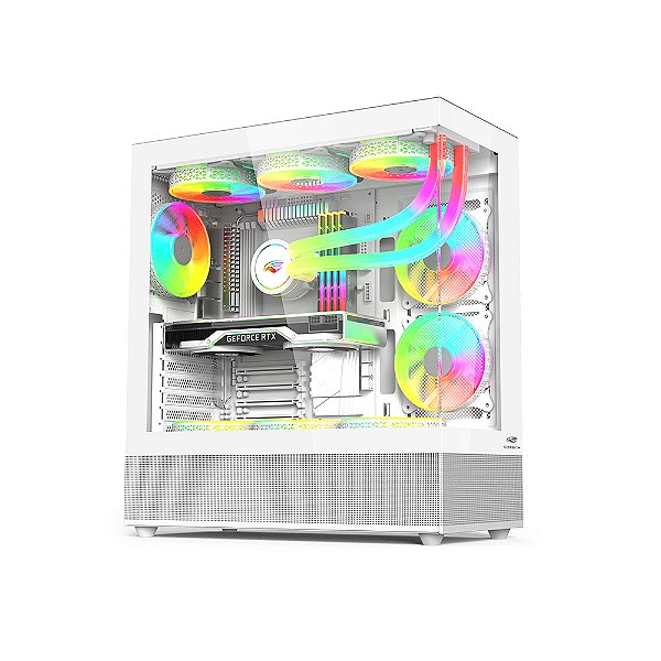 Gabinete C3Tech MT-G850WH, Mid-Tower, Frente e Lateral Vidro Temperado, Branco