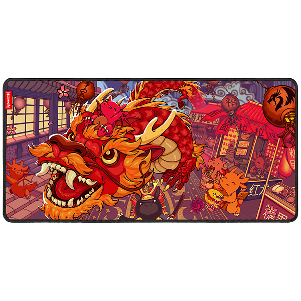 Mousepad Redragon Flick XL Special Edition Festival do Dragão, Speed, 900x40mx4mm, Borda Costurada, Preto, P032FD