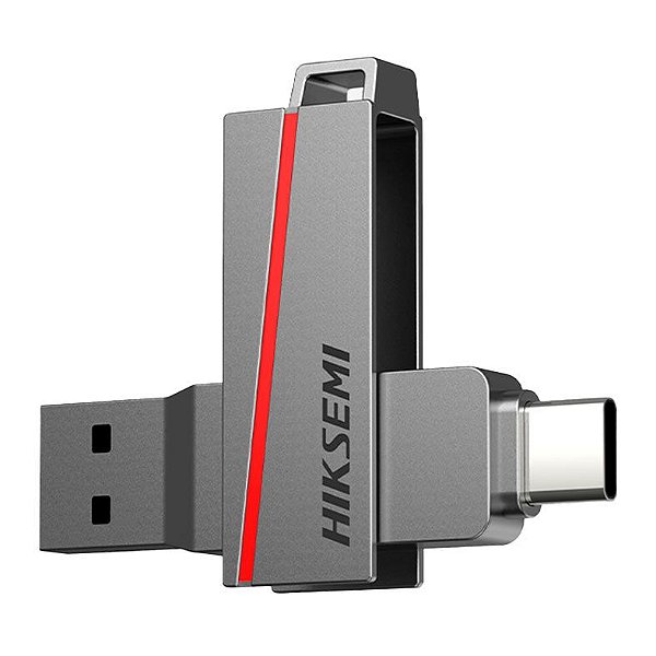 Pendrive Hiksemi Dual Slim, 64GB, USB 3.2, Cinza, HS-USB-E307C-64G-U3
