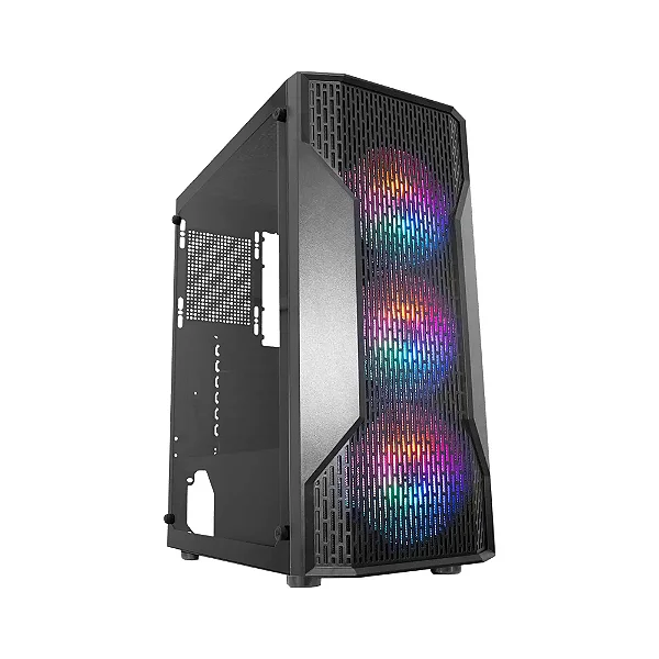Gabinete K-Mex Boreas III, Mid-Tower, RGB, Lateral Vidro Temperado, Fans RGB 3x120mm, Preto, CG-A1Z5