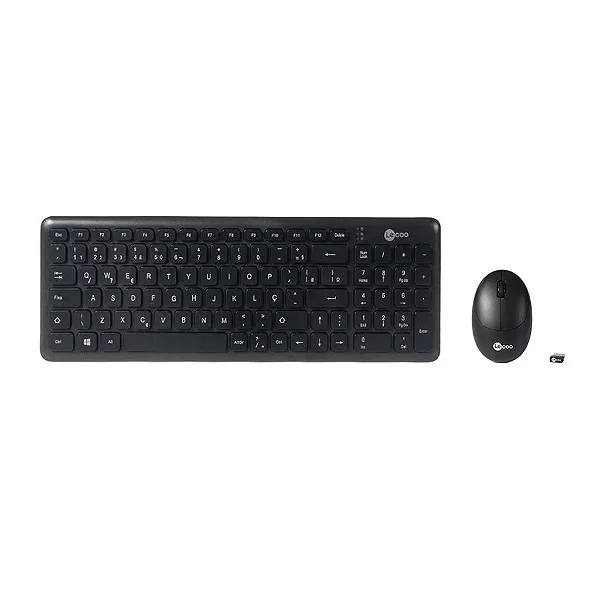 Kit Teclado e Mouse Lecoo KW204, USB, Wireless, ABNT2, Preto