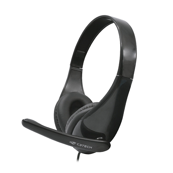 Headset C3Tech PH-340BK, USB, Microfone, Drivers de 40mm, Som Estéreo, Preto