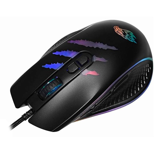 Mouse K-Mex Garra, ARGB, USB, 7200DPI, Programável, 8 Botões, Preto, M538US00010CB0X