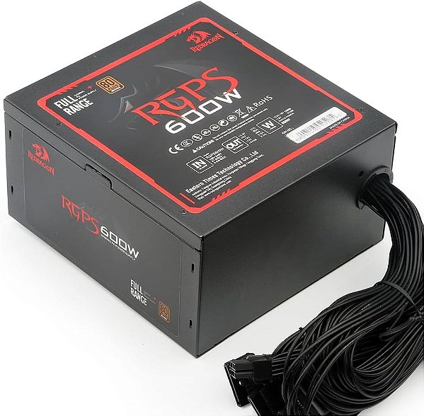 Fonte Redragon RGPS 600W, 80 Plus Bronze, ATX, PFC Ativo, Full Range, GC-PS024