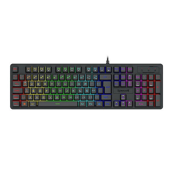 Teclado Membrana Redragon Netherbane Rainbow, Iluminação, Preto, K521-R-PT