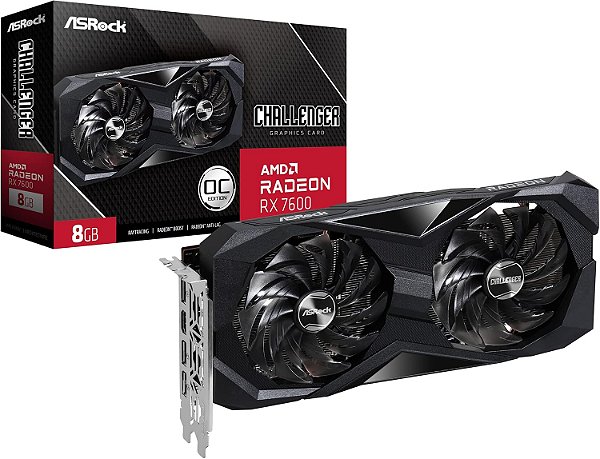 Placa de Vídeo AsRock Radeon RX 7600 Challenger OC, 8GB, GDDR6, 128-bit, 90-GA41ZZ-00UANF