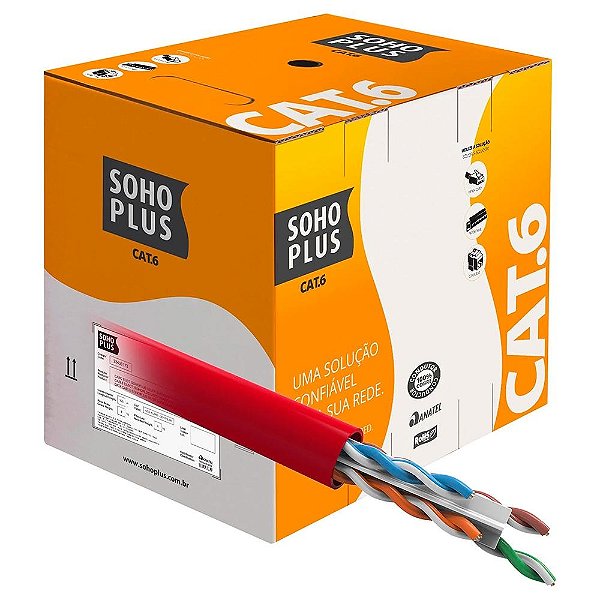 Cabo Furukawa Soho Plus CAT.6, 305 Metros, Vermelho, 23400207