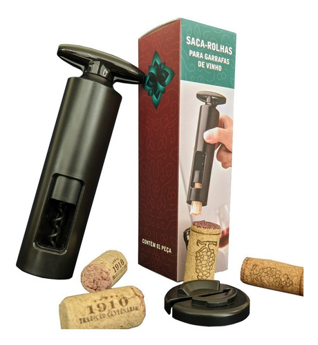Abridor de Vinho Saca-Rolhas Manual com Corta Lacre