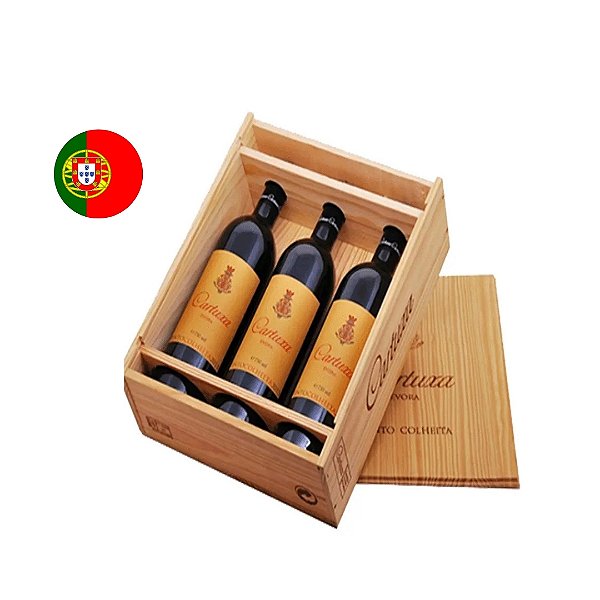 Kit 3 Cartuxa Colheita 2021 Caixa Madeira