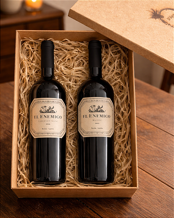 Box com Vinho El Enemigo Malbec 2022 e Cabernet Franc 2022