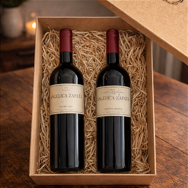 Box com Vinho Angélica Malbec 2021 e Angélica Cabernet 2020