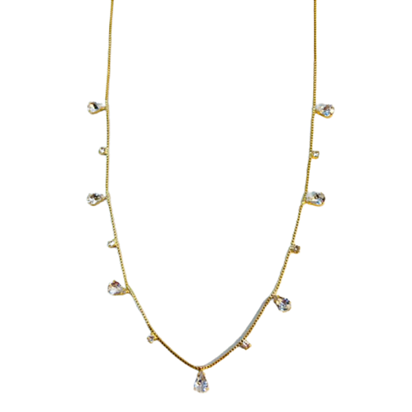 Chokker Folheado à Ouro 18 k com Gotas de Zircônia Cristal
